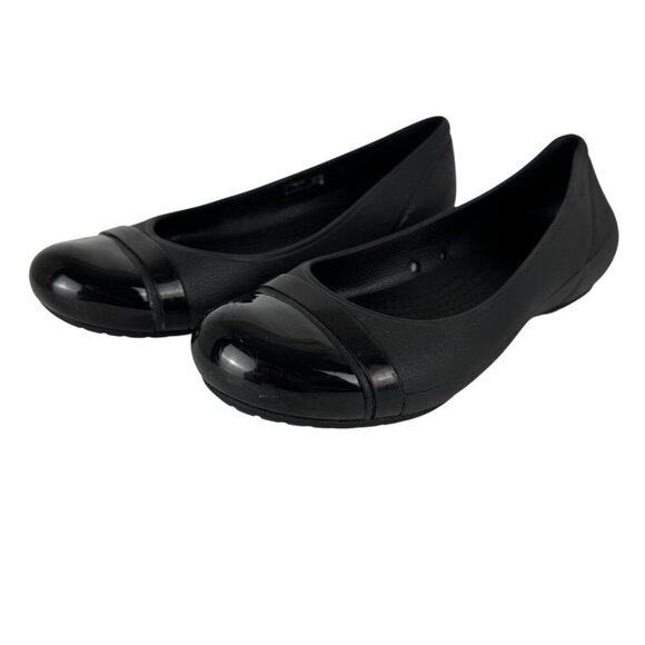 Crocs Gianna Alice Ballet Flats Shoes Black Size 7 Casual Comfort Minimalist - Picture 1 of 8